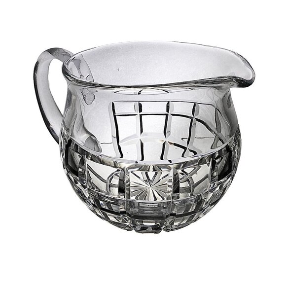 Vintage Molded Clear Glass Pitcher Geometric Pattern Jug Applied Handle - Picture 8 of 11